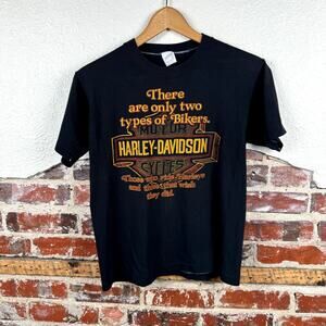 Vintage Harley Davidson Shirt Medium Black Single Stich Two Types of Bikers 80s